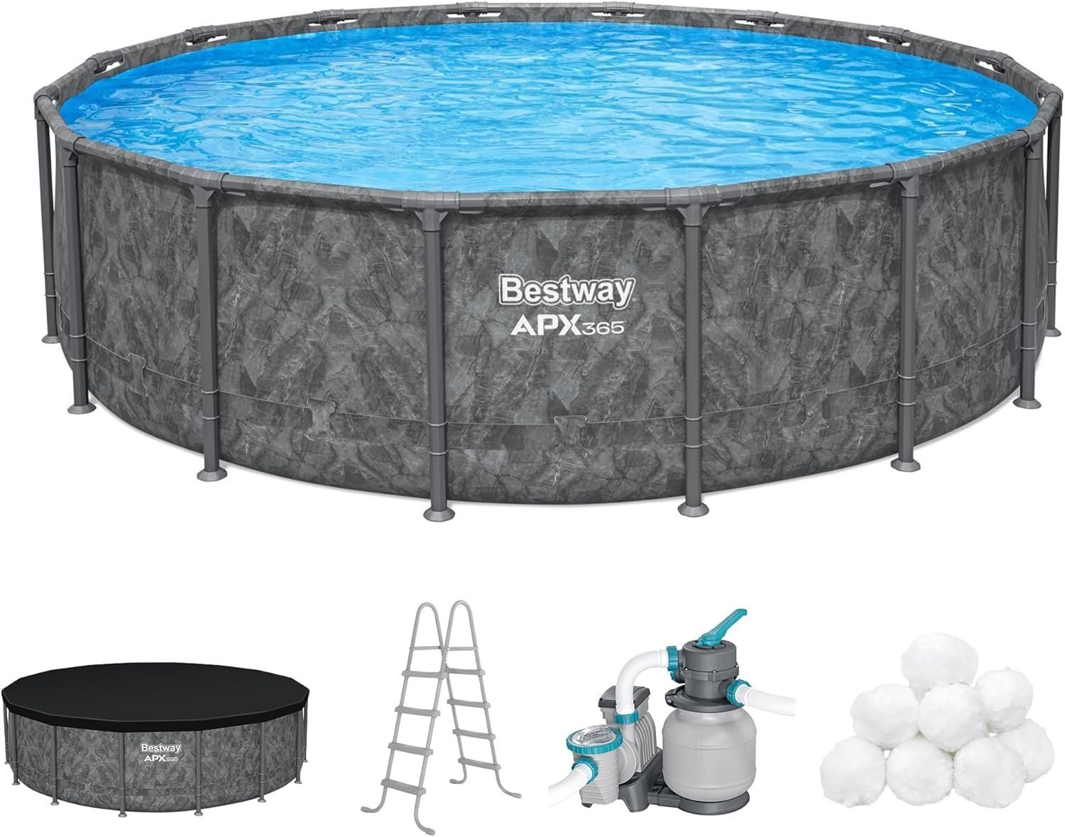 719Clln3yL._AC_SL1500_.jpg Bestway APX 365 16ft x 48 inches Round Above Ground Pool Set - Image 1