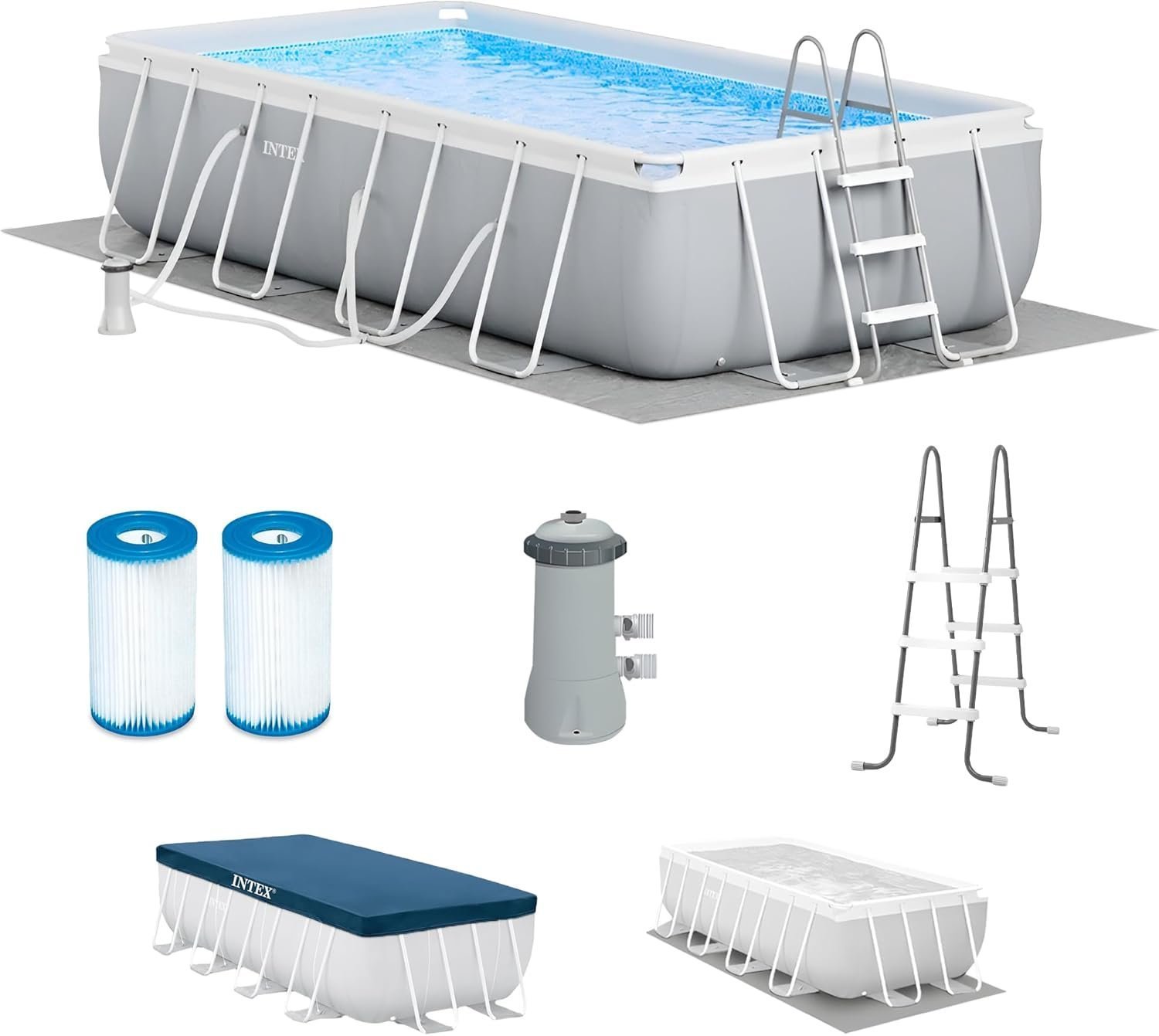71qz4e8kZL._AC_SL1500_.jpg Intex Prism Frame 16' x 8' x 42' Rectangular Above Ground Pool Set - Image 1