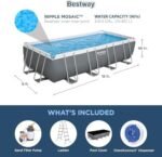 Bestway Power Steel 18' x 9' x 48" Rectangular Metal Frame Above Ground Outdoor Swimming Pool Set with 1,500 GPH Filter Pump, Ladder, and Pool Cover - Image 9