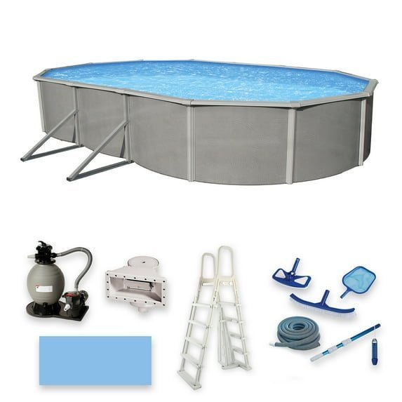 Belize-12-ft-x-24-ft-Oval-52-in-Deep-6-in-Top-Rail-Metal-Wall-Swimming-Pool-Package_5c181fdb-648f-4cc7-92bd-3e711c510bbc.6abf0956933bac0f2c792fcae933fe59.jpg Belize 12-ft x 24-ft Oval 52-in Deep 6-in Top Rail Metal Wall Swimming Pool Package - Image 1